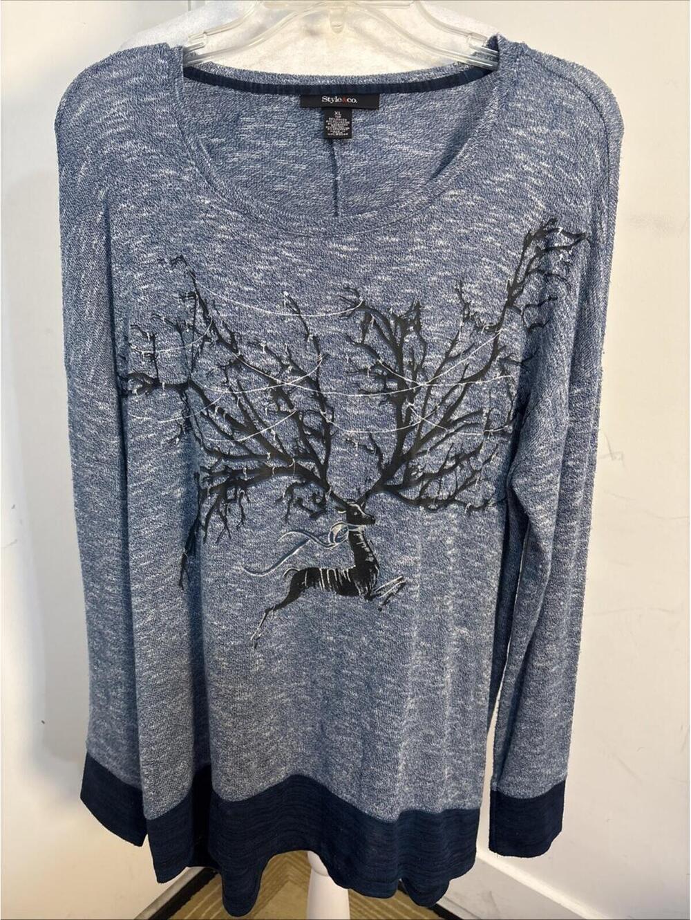 Style & Co‎ Metallic LS Lightwtg Sweater XL EUC